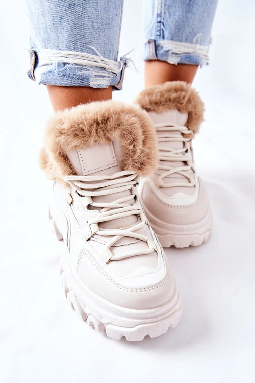 Damskie Ocieplane Trapery Jasno-Beżowe Limerick