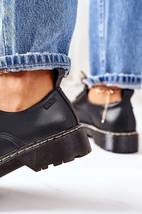 Skórzane Półbuty Oxfordy Big Star II274107 Czarne