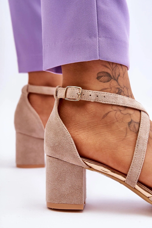 Damskie Sandałki Na Niskim Obcasie Beżowe Quinn