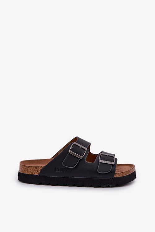 Lekkie Klapki Męskie Z Klamrami Eko Skóra Big Star NN174531 Czarne