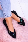 Lu Boo Czarne Baleriny W Szpic Benzynowe Oczka Octavia
