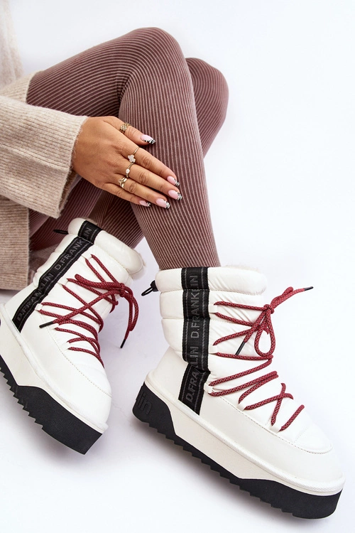 Śniegowce Damskie Na Grubej Podeszwie Wegańskie D.Franklin DFSH371007 Białe