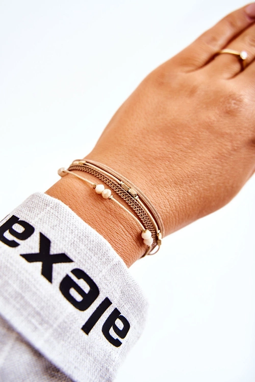 Damska Bransoletka Regulowana Z Kryształkami Beżowa