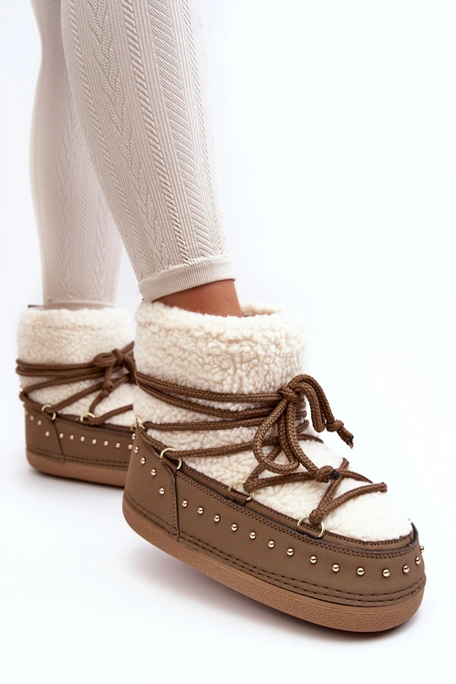 Damskie Ocieplane Śniegowce Brązowe Rohes