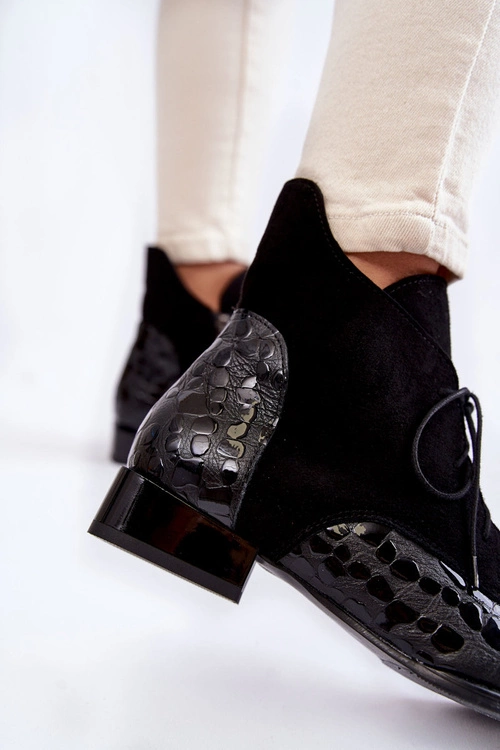 Skórzane Botki Na Płaskim Obcasie Maciejka 2878J-01 Czarne