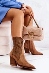 Botki Kowbojki Ażurowe Na Słupku Camel Caroline