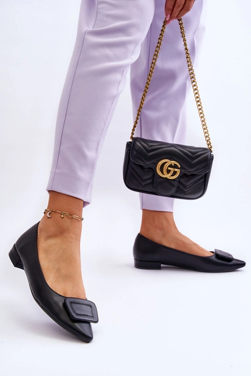 Klasyczne Baleriny Z Ozdobą Czarne Rivea