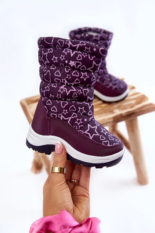 Dziecięce Botki Śniegowce Ocieplane Fioletowe Terra