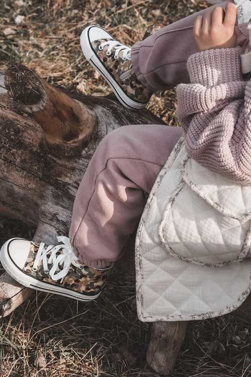 Dziecięce Wysokie Trampki Na Suwak Beżowo-Zielone Filemon