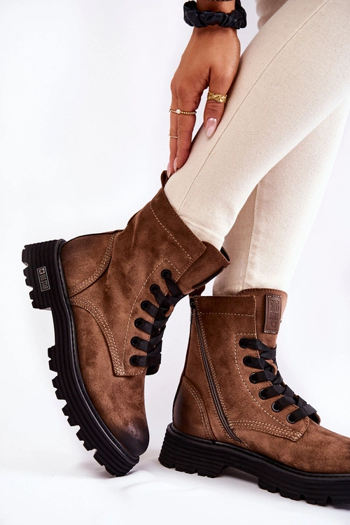 Damskie Zamszowe Botki Big Star KK274504 Brązowe