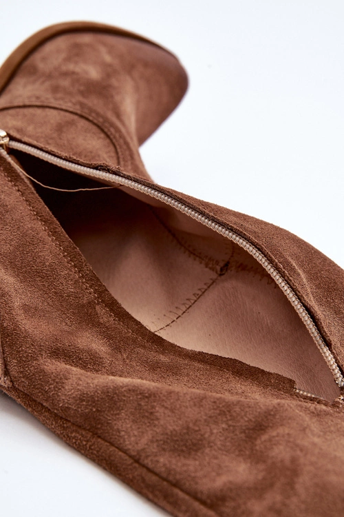 Zazoo 3427 Damskie Zamszowe Kozaki Kowbojki Brązowe