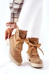 Zamszowe Botki Workery Lewski Shoes Wiązane 3069 Piaskowe