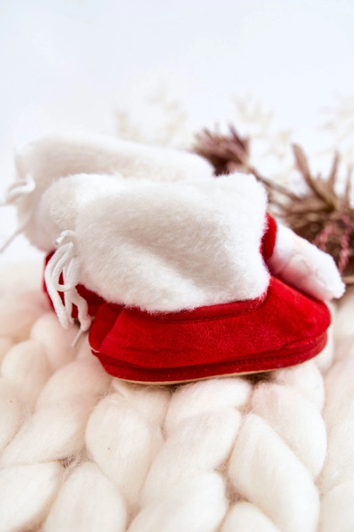 Dziecięce Ocieplane Papcie Mikołaj Czerwone
