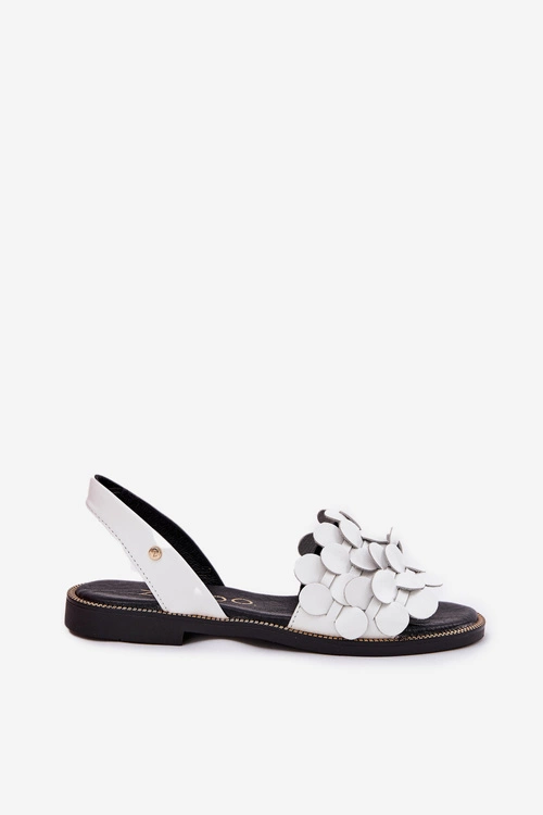 Skórzane Sandały Na Płaskim Obcasie Zazoo 40425 Białe