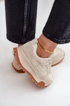 Skórzane Sneakersy Damskie Big Star OO274A315 Hi-Poly System Beżowe