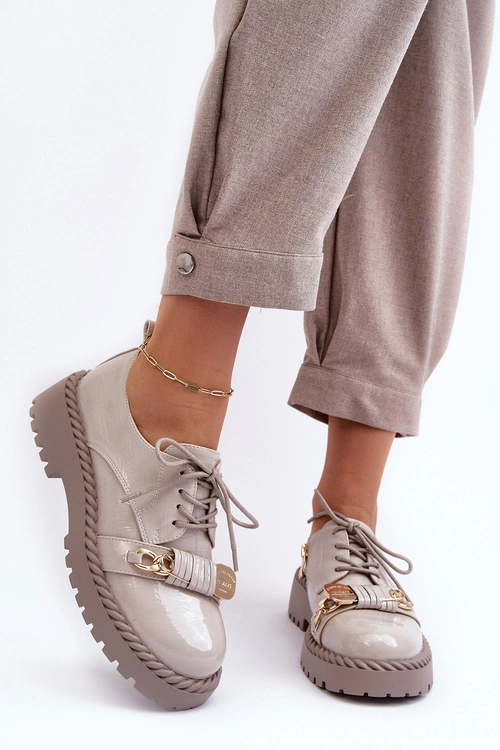 Damskie Lakierowane Półbuty D&A MR870-81 Szare