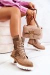 Skórzane Wysokie Botki Workery Nicole Camel 2706