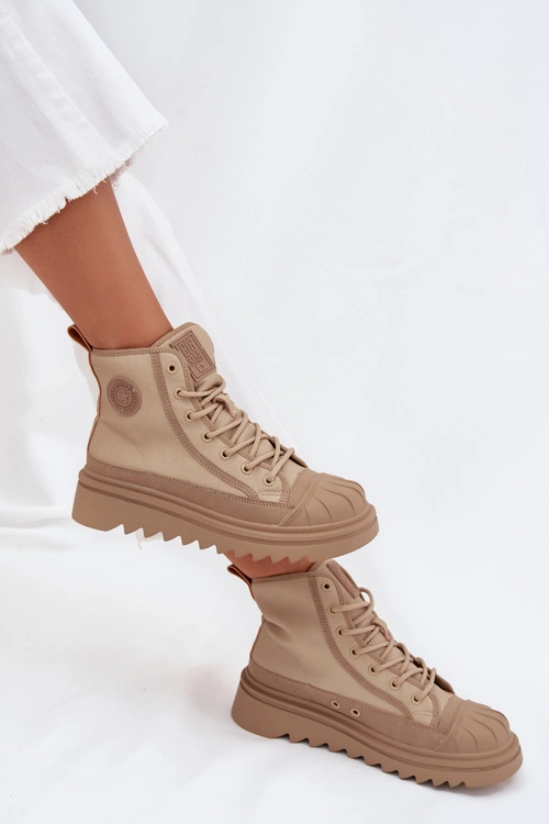 Wysokie Trampki Damskie Ocieplane Big Star OO274A356 Beżowe