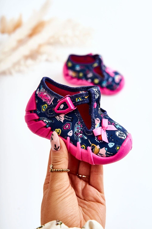 Buty Papcie Befado Supergirl Z Kokardką 110P456 Granatowe