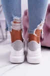 Sportowe Damskie Buty Gruba Podeszwa Białe Szare Skirt