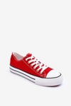 Trampki Klasyczne Niskie Na Platformie Czerwone Jazlyn