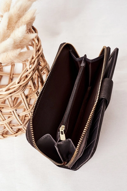 Duży Portfel Damski Z Kieszenią Szary