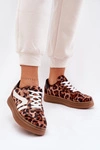 Damskie Sneakersy Na Platformie Panterka Brązowe Totter