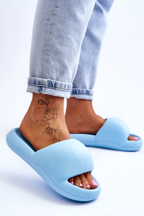 Lekkie Piankowe Damskie Klapki Na Platformie Niebieskie Milton