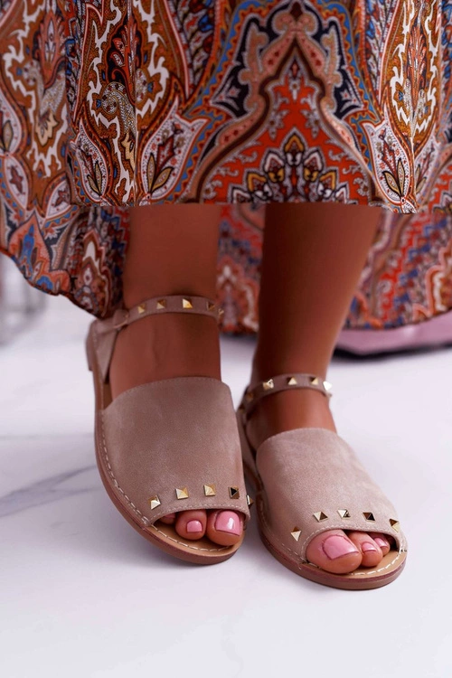 Damskie Sandały Lu Boo Zamszowe Beżowe Silena