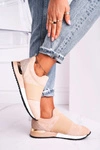 Sportowe Damskie Buty Sneakersy Slip-on Beżowe Say Something