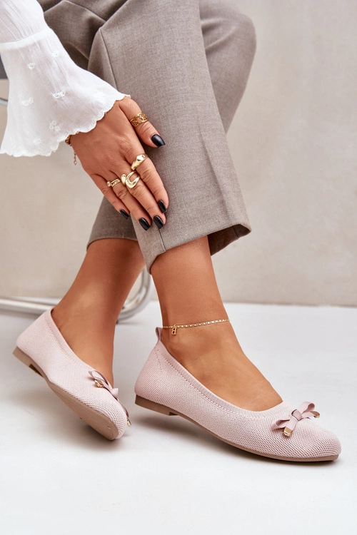 Siateczkowe Baleriny Z Kokardką Różowe Bianila