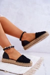 Damskie Espadryle Na Plecionej Platformie Czarne Calise