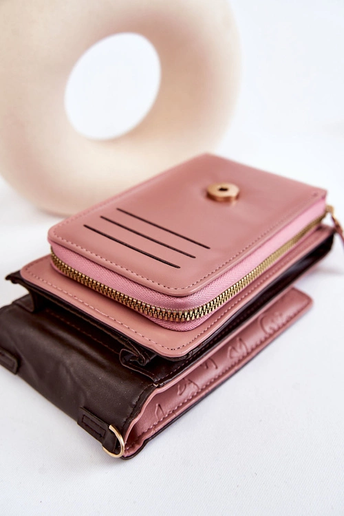 Modna Torebka Portfel 2w1 Z Tłoczeniem Różowa Savano