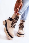 Zamszowe Wysokie Botki Z Ociepleniem Beżowe Danity
