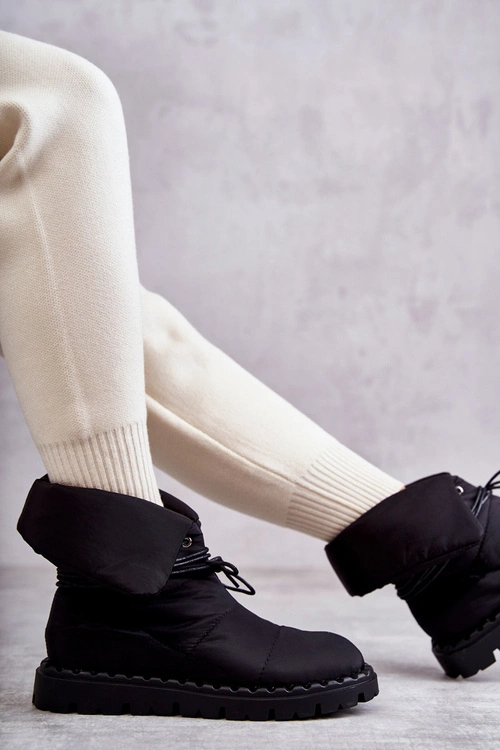 Damskie Ocieplane Botki Materiałowe Czarne Emelie