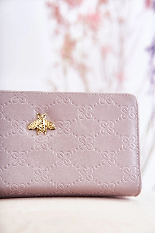 Damski Duży Portfel Z Ozdobą Szary Fabio