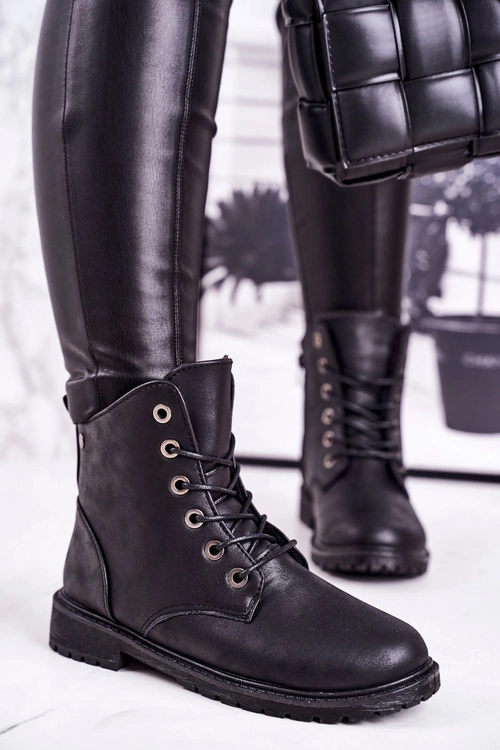 Damskie Workery Botki Ocieplane Futerkiem Czarne Mia