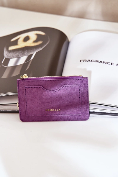 Etui Na Karty Portmonetka Damska Z Brelokiem Fioletowa Therinore