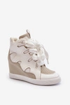 Damskie Sneakersy Na Koturnie Białe Leoppa