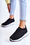Damskie Wsuwane Buty Sportowe Z Cyrkoniami Czarne Calsey