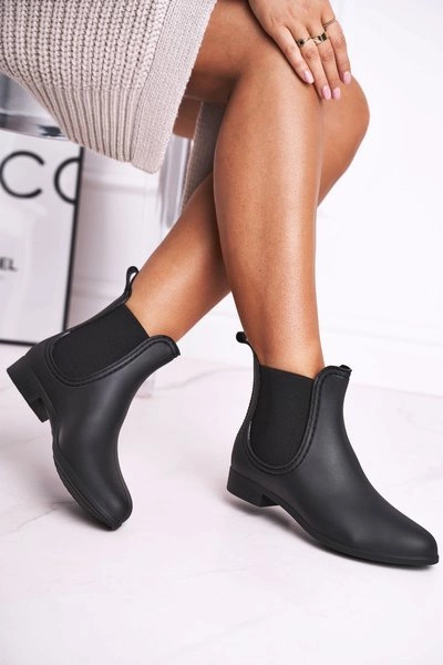 Czarne Damskie Matowe Kalosze Sztyblety Answear