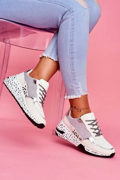 Sportowe Damskie Buty Gruba Podeszwa Białe Nokien