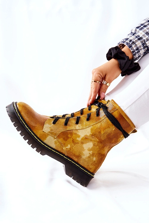 Damskie Botki Glany Workery Maciejka Żółte 01609-47