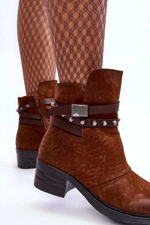 Ocieplane Botki Na Obcasie Camel Effie