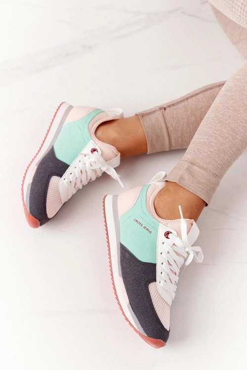 Sportowe Buty Memory Foam CROSS JEANS HH2R4049C Zielono-Różowe