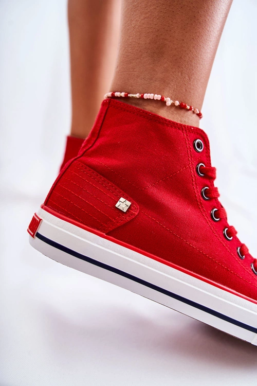 Damskie Wysokie Trampki Big Star DD274334 Czerwone