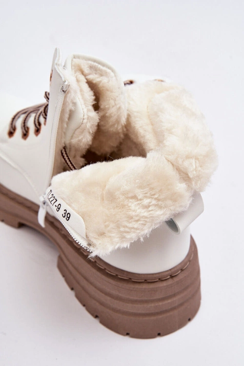 Damskie Trapery Ocieplane Futerkiem Białe Fenan