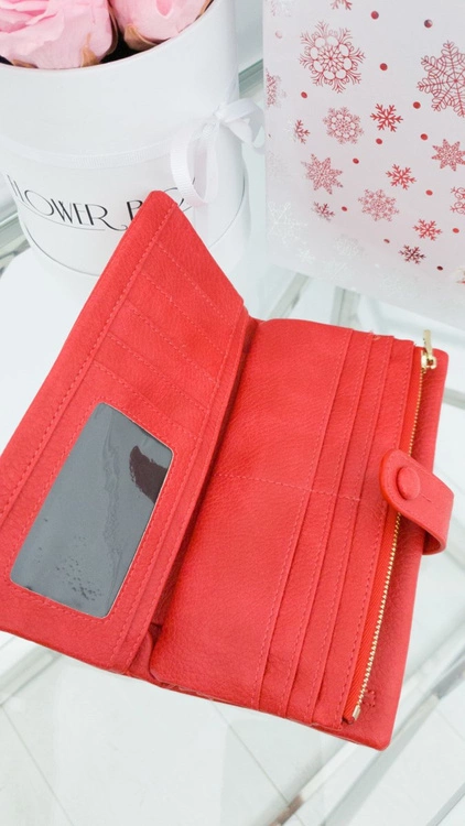 Duży Damski Portfel Czerwony
