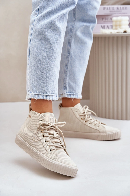 Ocieplane Sztruksowe Trampki Damskie Big Star OO274771 Hi-Poly System Beżowe