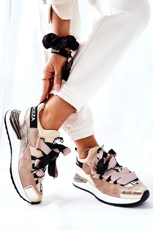 Sportowe Buty Sneakersy Beżowe Dexla